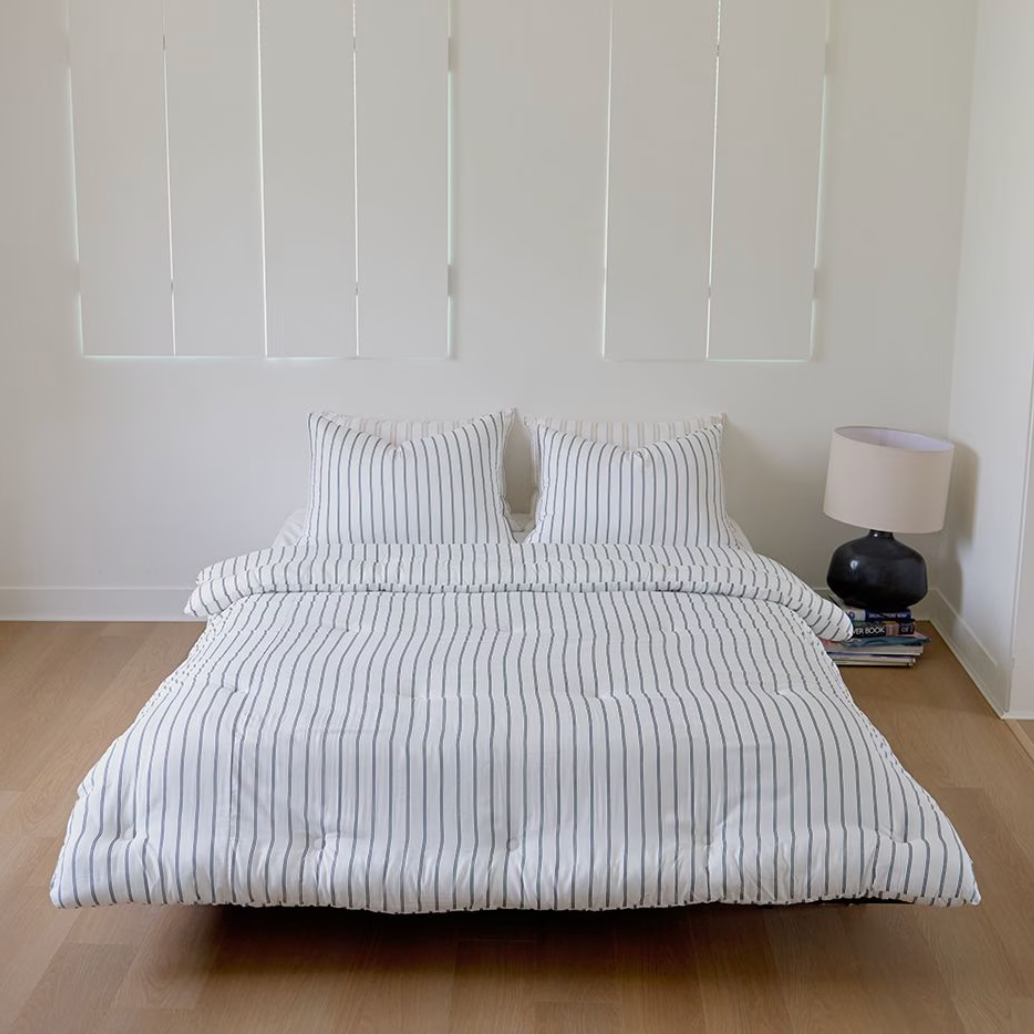 Modal Stripe Comforter & Pillow Set (Corn-Fiber Fill) - detail view