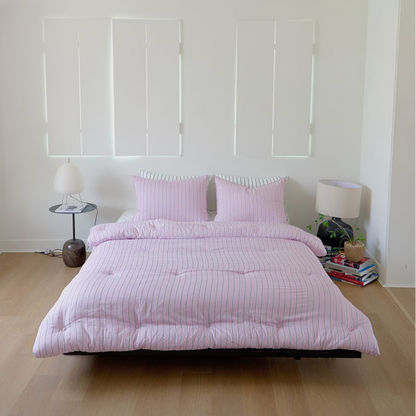 Modal Stripe Comforter & Pillow Set (Corn-Fiber Fill) - close up
