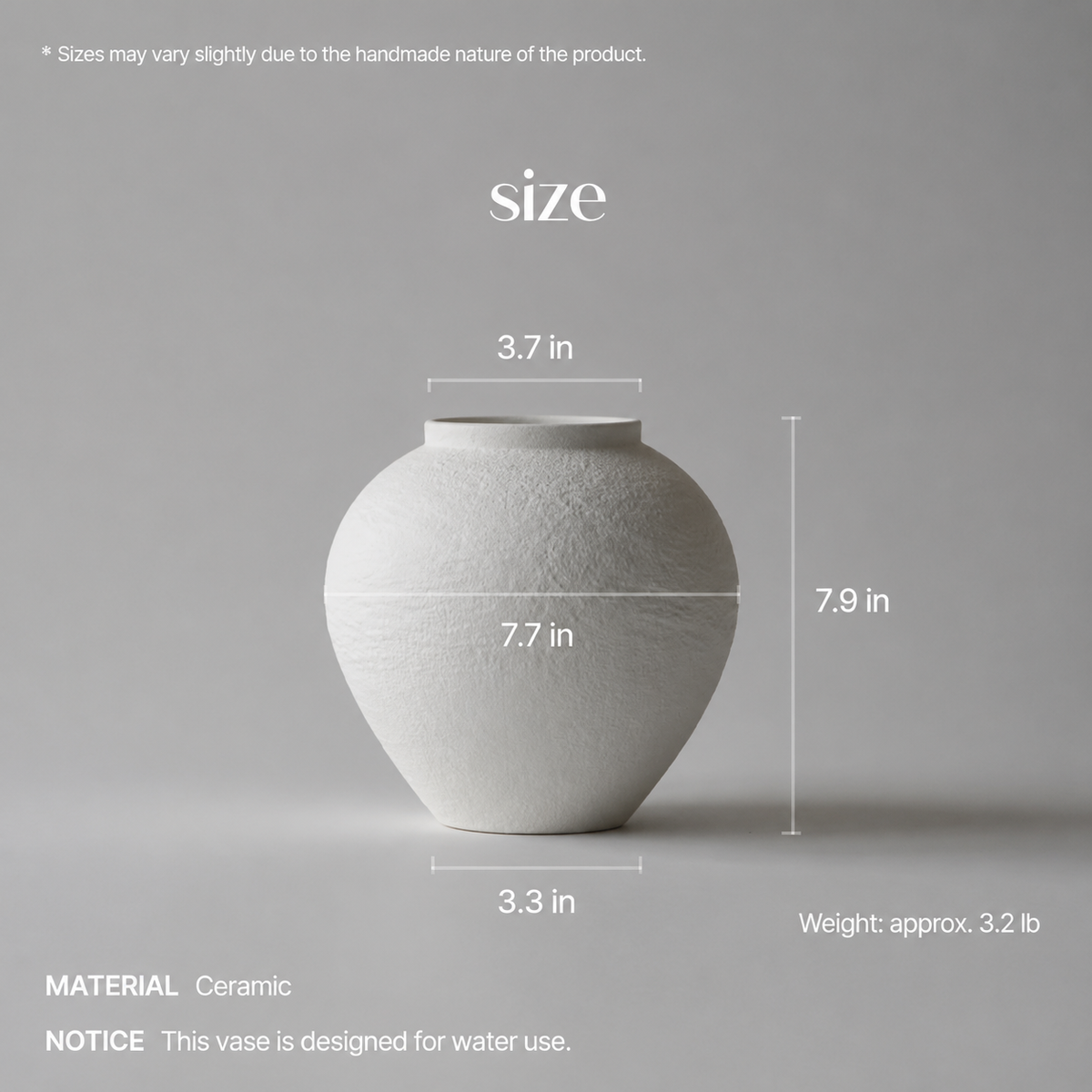 Seolwol White Ceramic Moon Jar Vase