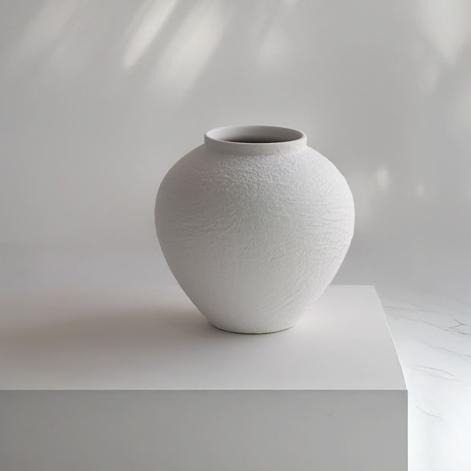 Seolwol White Ceramic Moon Jar Vase