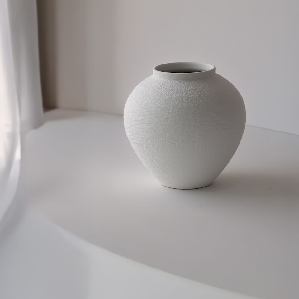 Seolwol White Ceramic Moon Jar Vase