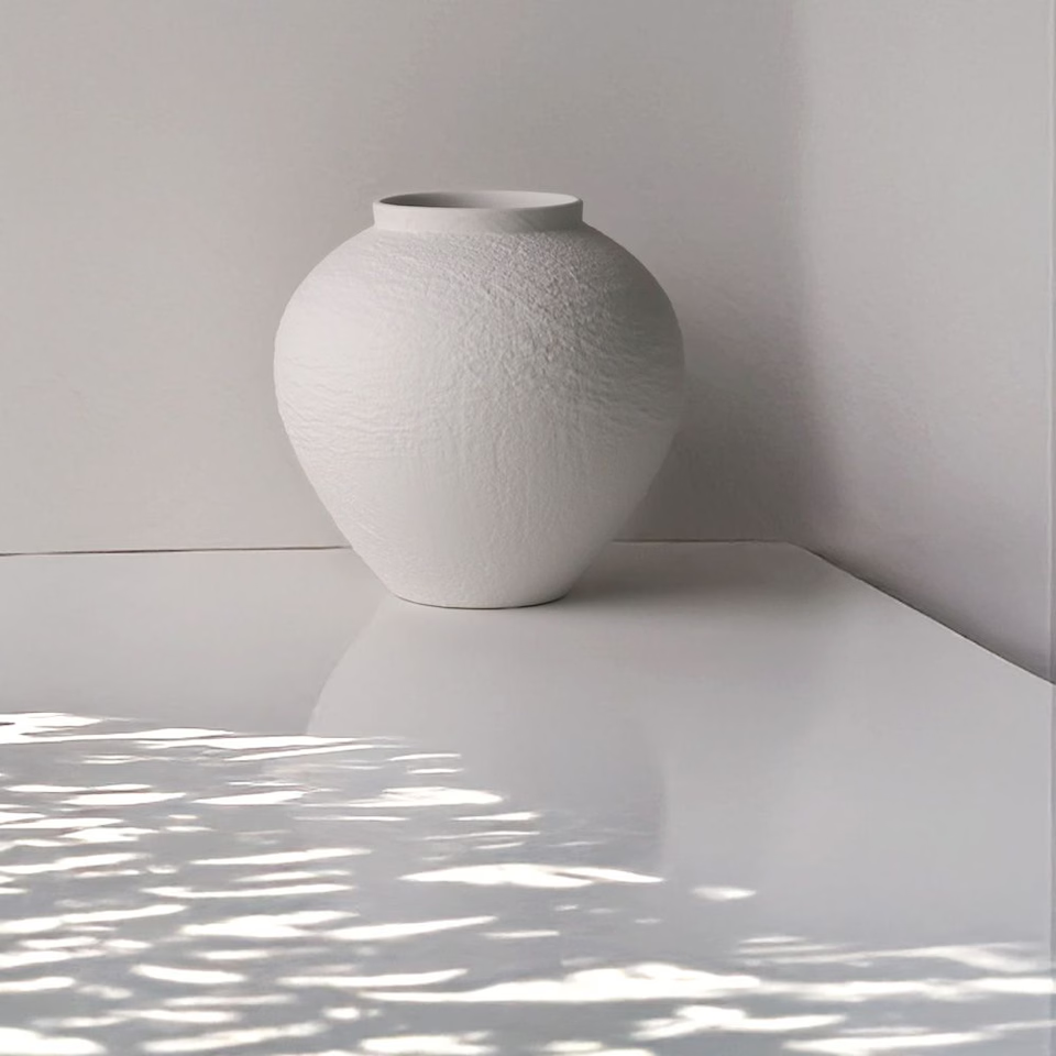 Seolwol White Ceramic Moon Jar Vase