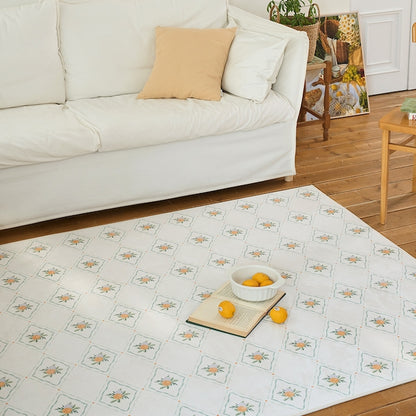 Orange Garden Microfiber Washable Rug