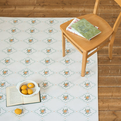 Orange Garden Microfiber Washable Rug