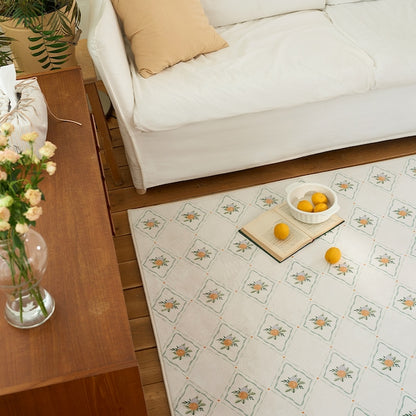 Orange Garden Microfiber Washable Rug