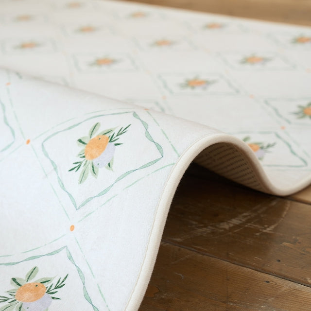 Orange Garden Microfiber Washable Rug