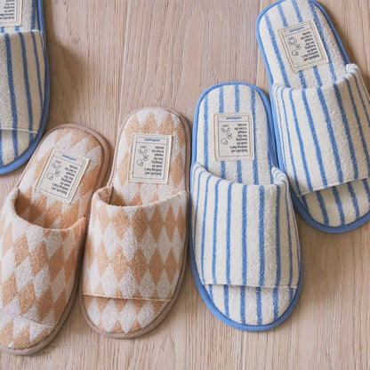 Cozy Patterned Indoor Slippers - close up