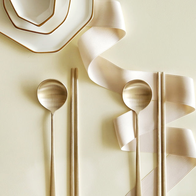 Notdam Moon Curve Brass Cutlery Set of 2