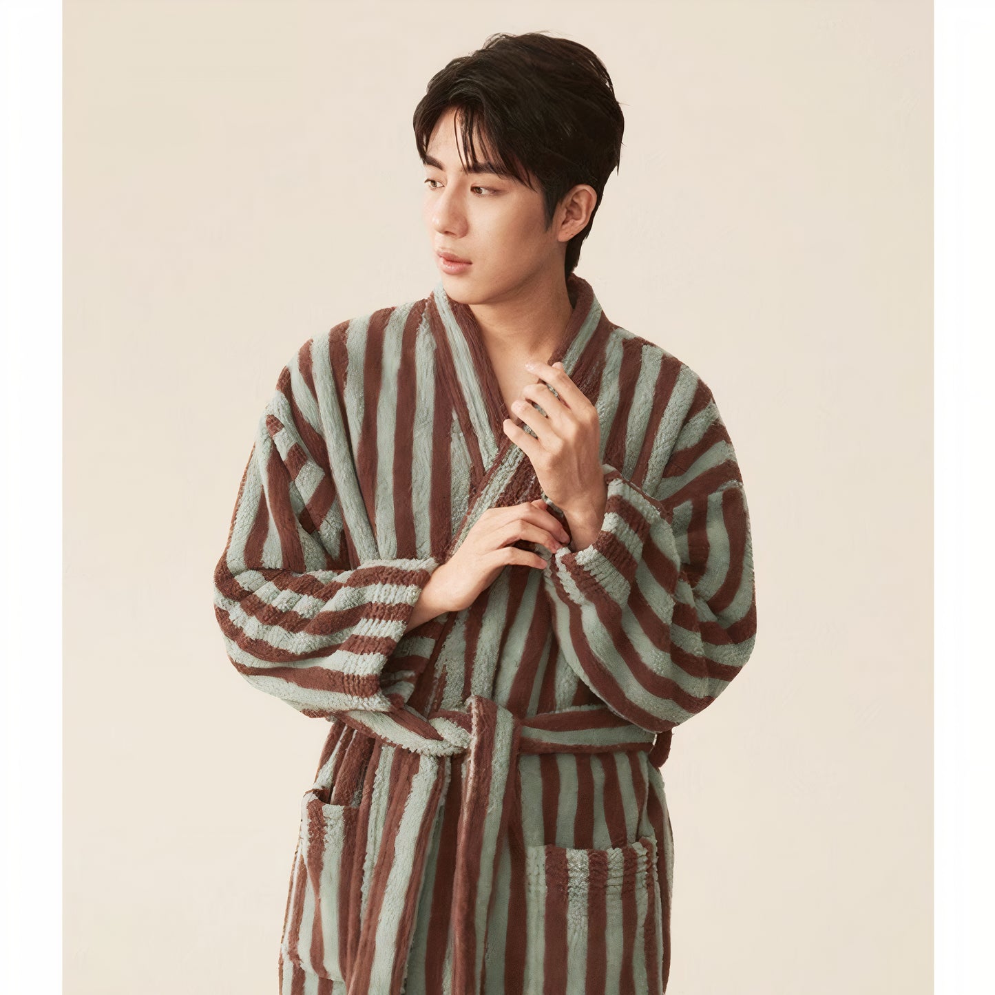 Soft Terry Stripe Robe