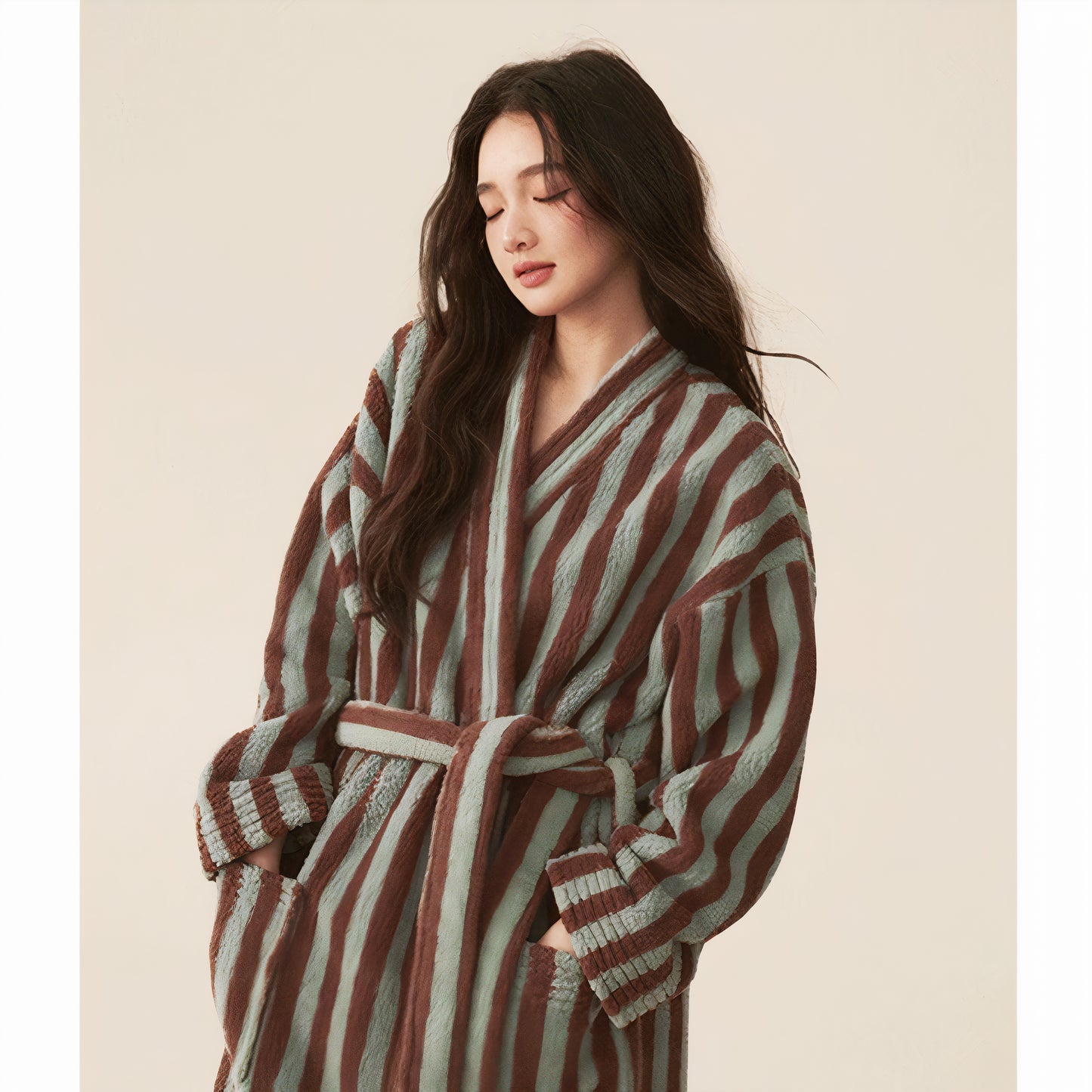 Soft Terry Stripe Robe