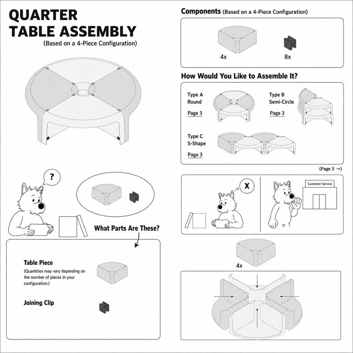 Quarter Modular Round Coffee Table