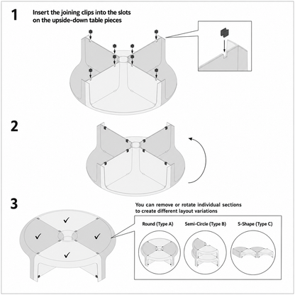 Quarter Modular Round Coffee Table