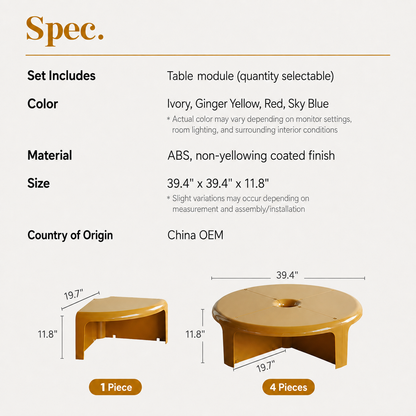 Quarter Modular Round Coffee Table
