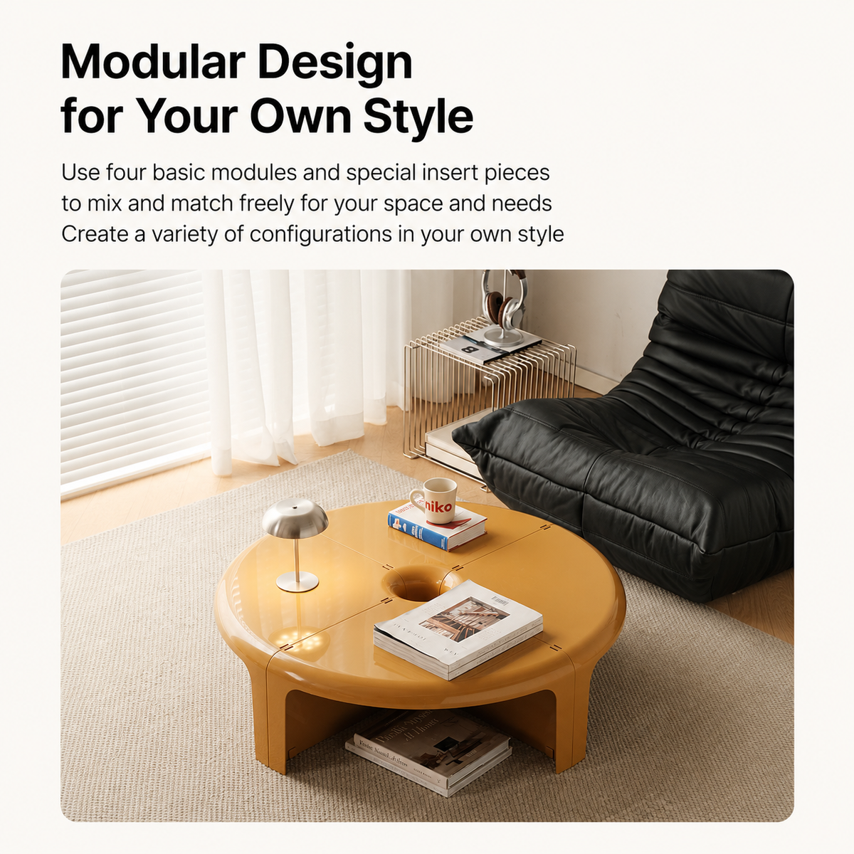 Quarter Modular Round Coffee Table