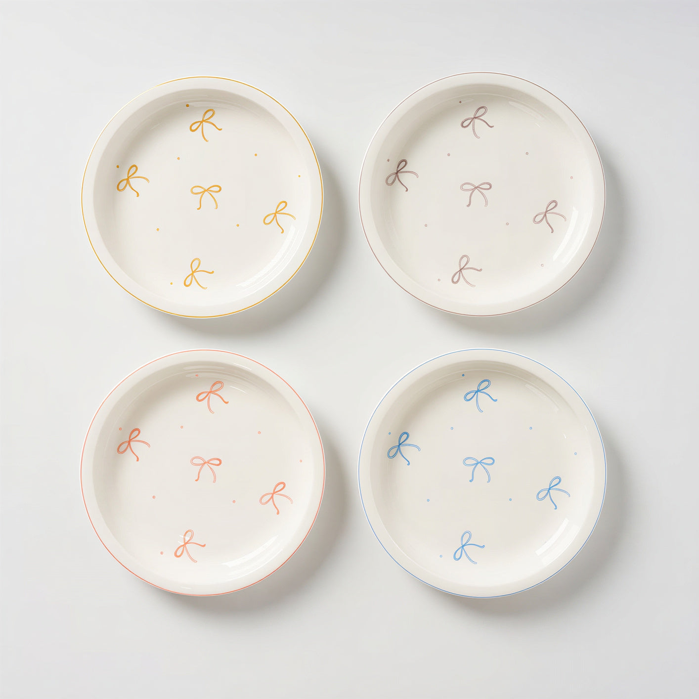 ON Pastel Ribbon Dessert Plate Set (4-Piece)