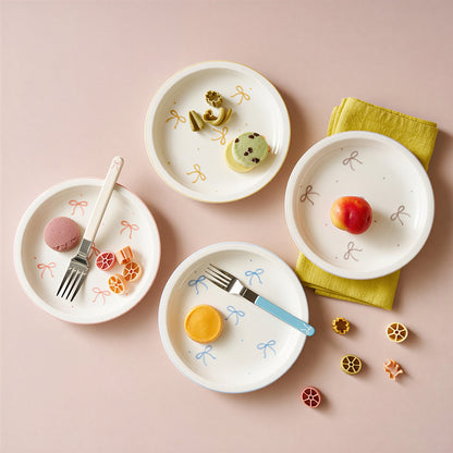 ON Pastel Ribbon Dessert Plate Set (4-Piece)