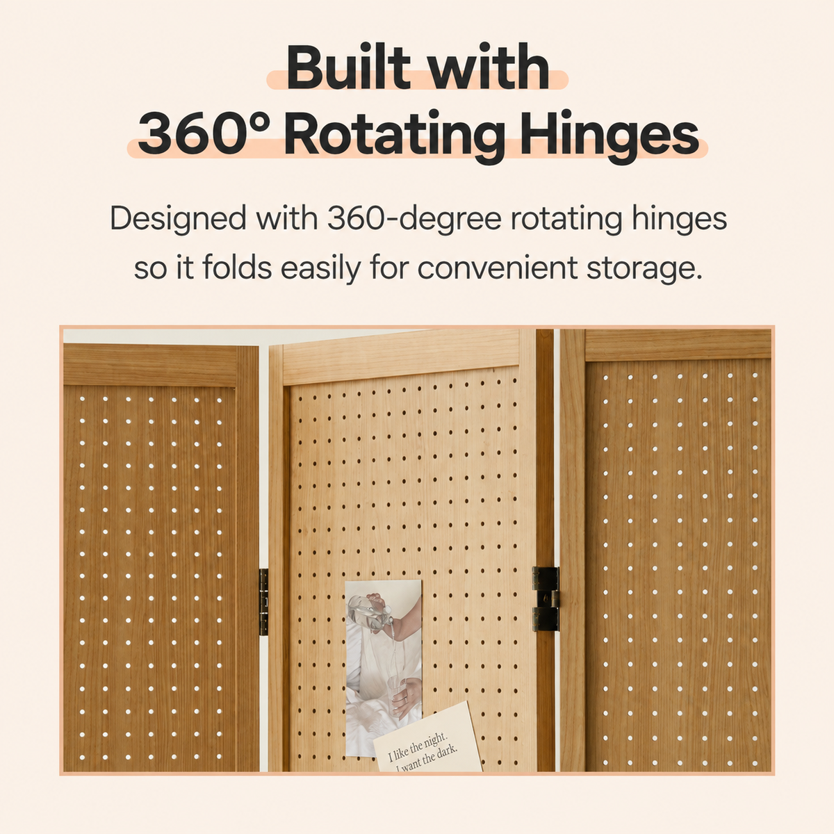 Vine 3-Panel Pegboard Standing Partition
