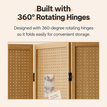 Vine 3-Panel Pegboard Standing Partition