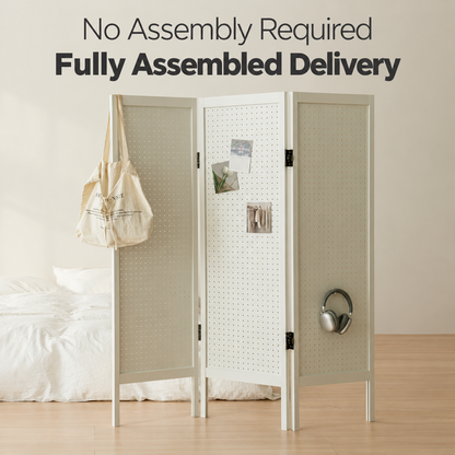 Vine 3-Panel Pegboard Standing Partition