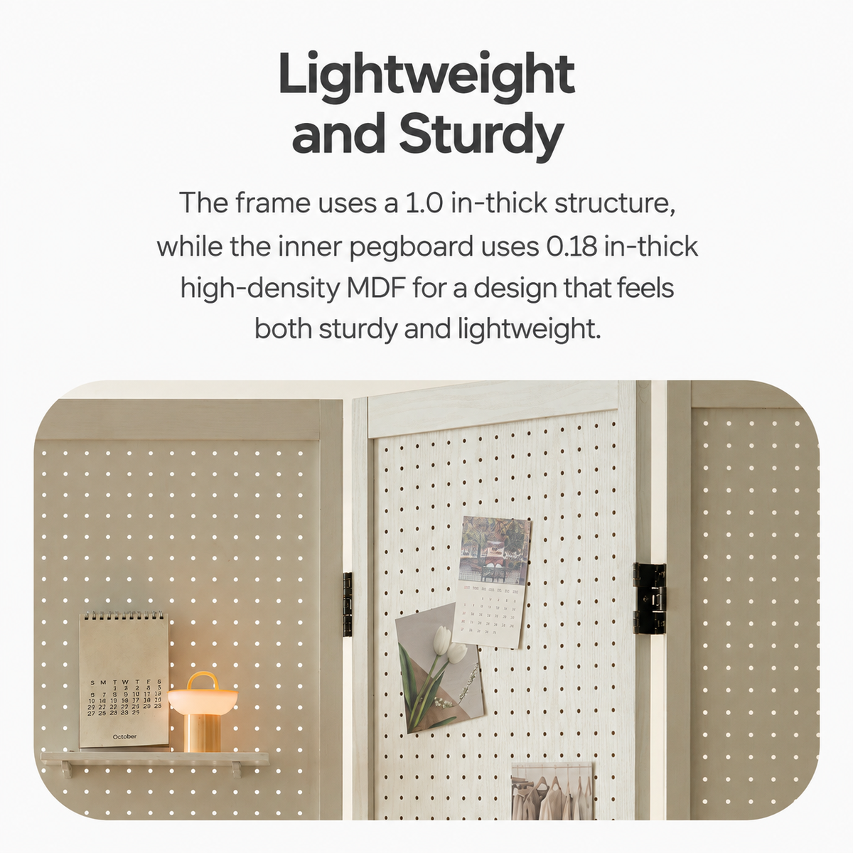 Vine 3-Panel Pegboard Standing Partition