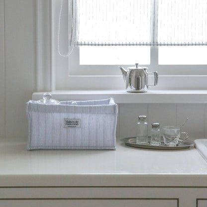 Striped Quilted Storage Basket - detail view