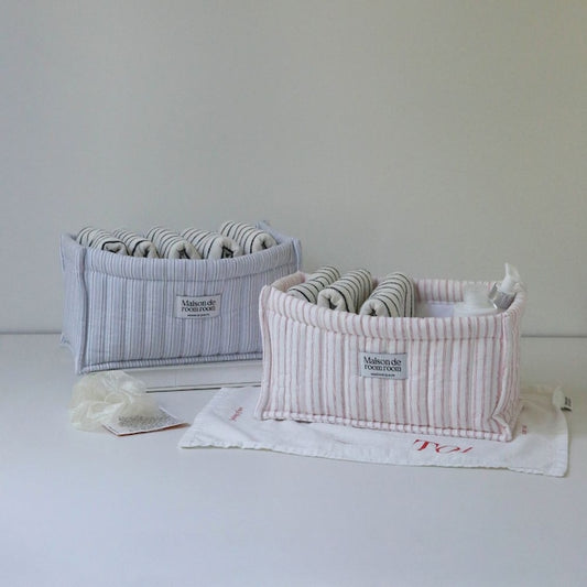 Striped Quilted Storage Basket