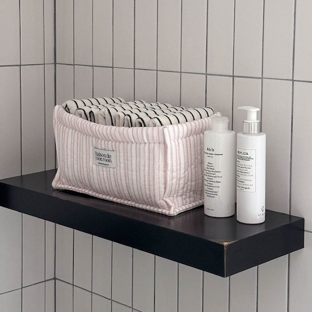 Striped Quilted Storage Basket - lifestyle
