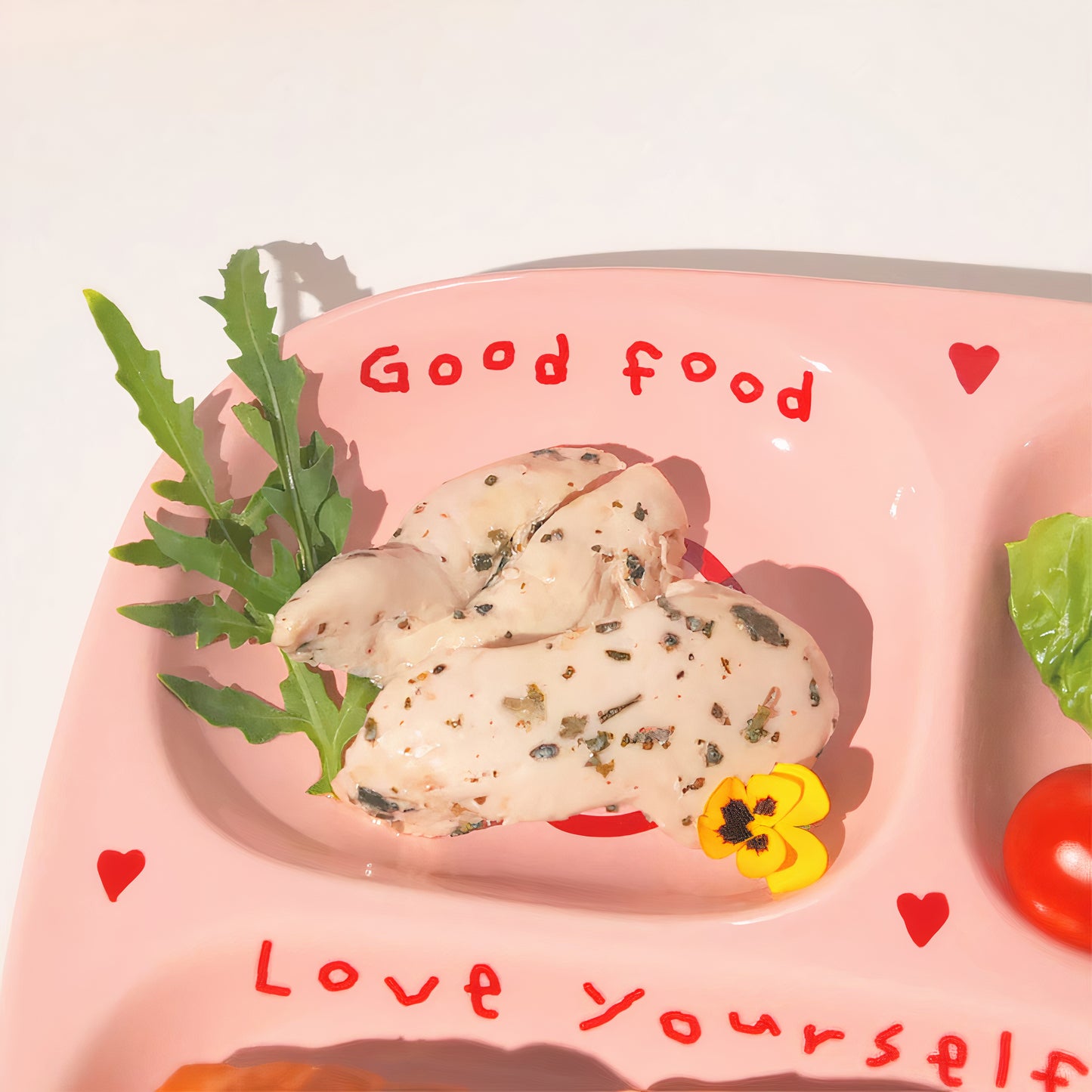 Pink Edition Ceramic Solo Meal Tray Set - close up
