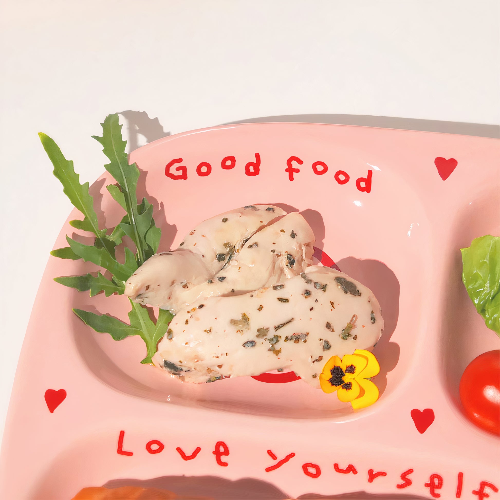 Pink Edition Ceramic Solo Meal Tray Set - close up