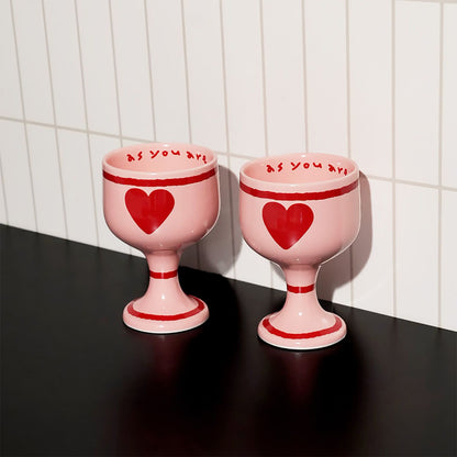 Pink Edition Ceramic Heart Wine Glass - lifestyle