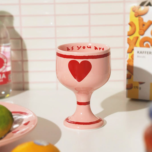 Pink Edition Ceramic Heart Wine Glass