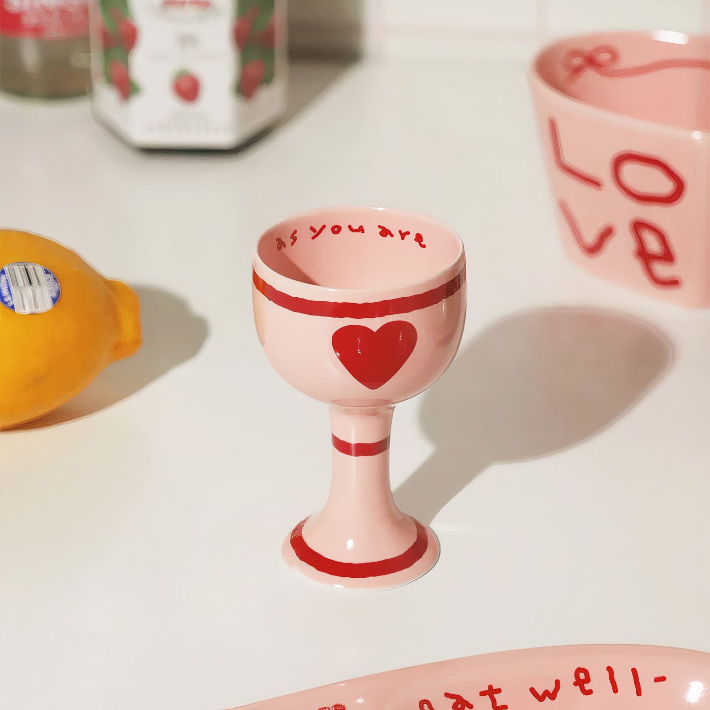 Pink Edition Ceramic Heart Mini Wine Glass