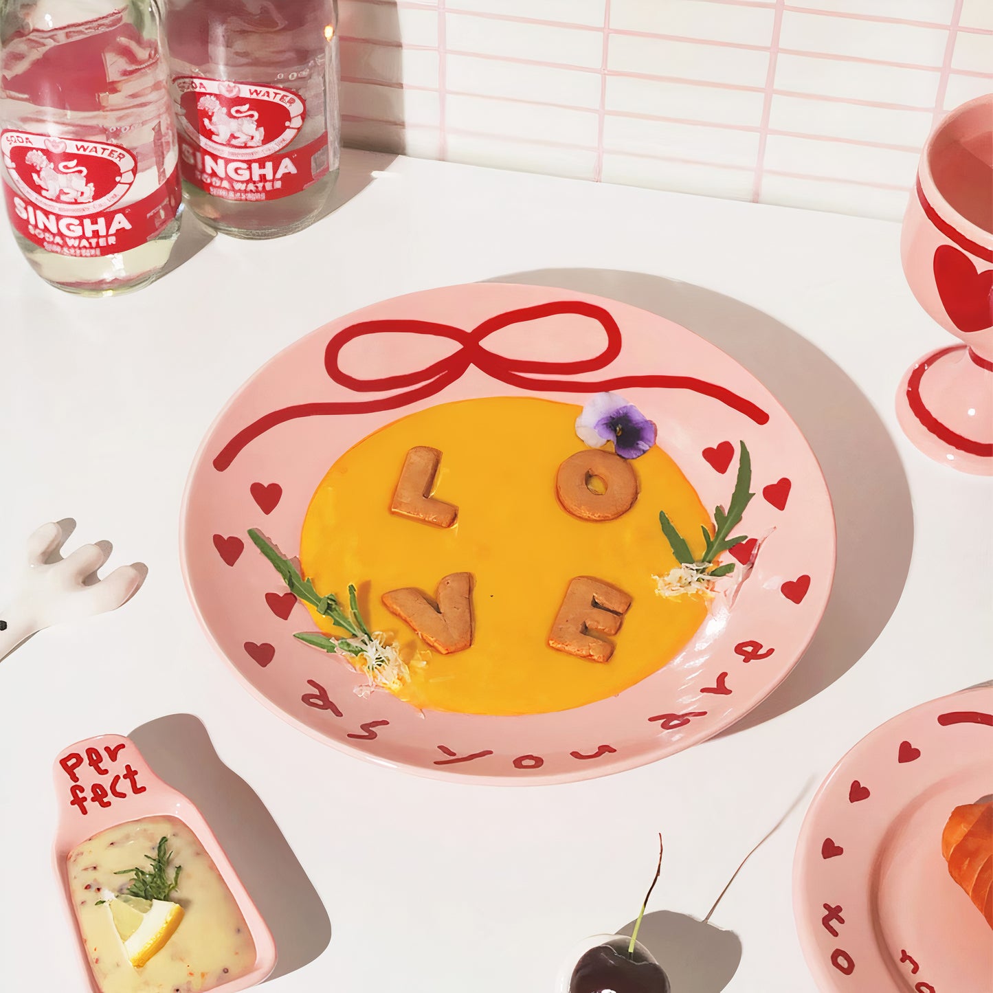 Pink Edition Ceramic Heart Salad Plate with Dressing Cup - image 5 of 8