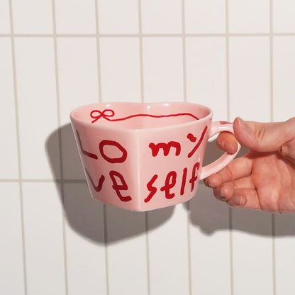 Pink Edition Ceramic Heart Cup and Plate Gift Set