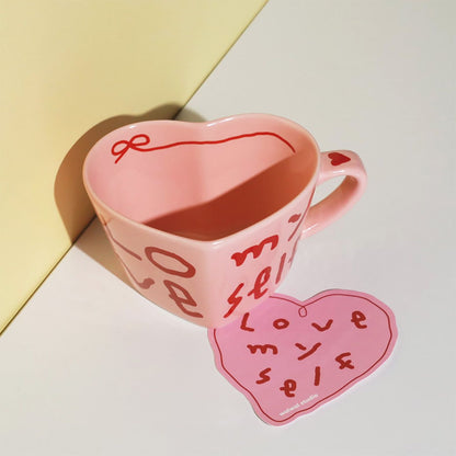 Pink Edition Ceramic Heart Cup and Plate Gift Set