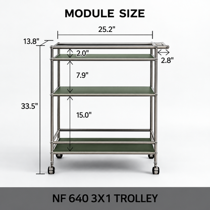 Mid-Century Modular 3-Tier Rolling Trolley