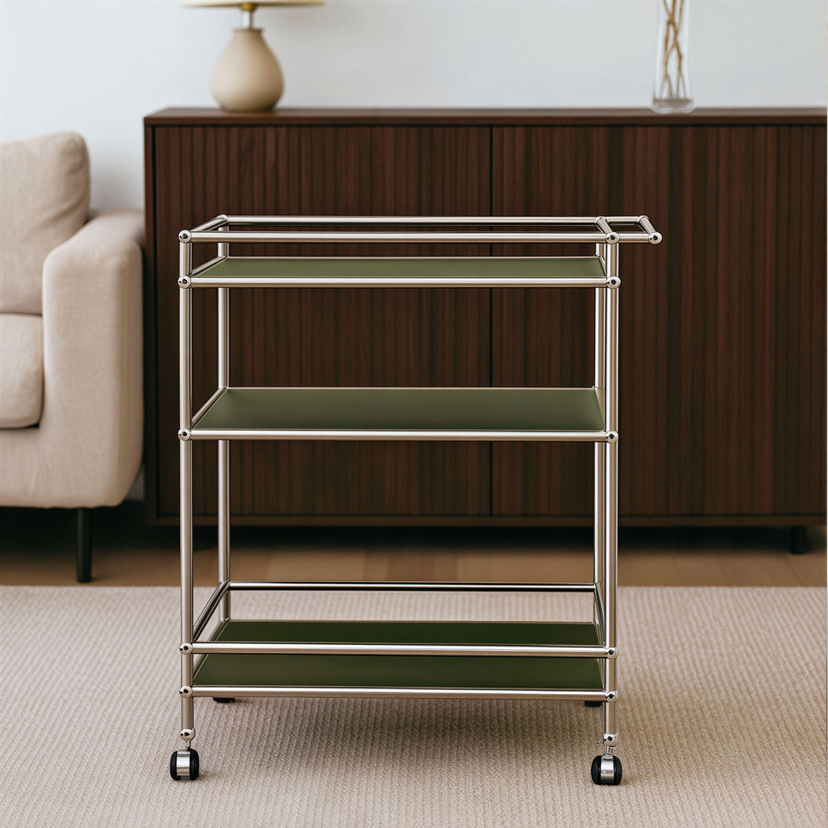 Mid-Century Modular 3-Tier Rolling Trolley