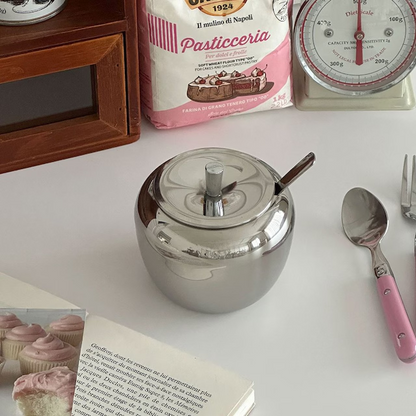 Silver Apple 304 Stainless Steel Seasoning Jar with Spoon