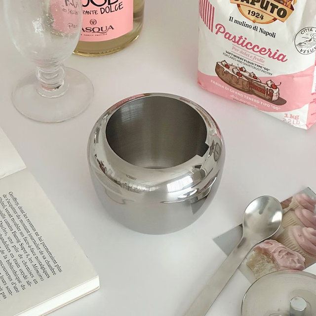 Silver Apple 304 Stainless Steel Seasoning Jar with Spoon