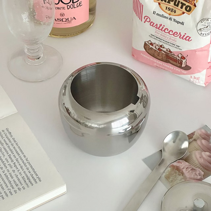 Silver Apple 304 Stainless Steel Seasoning Jar with Spoon