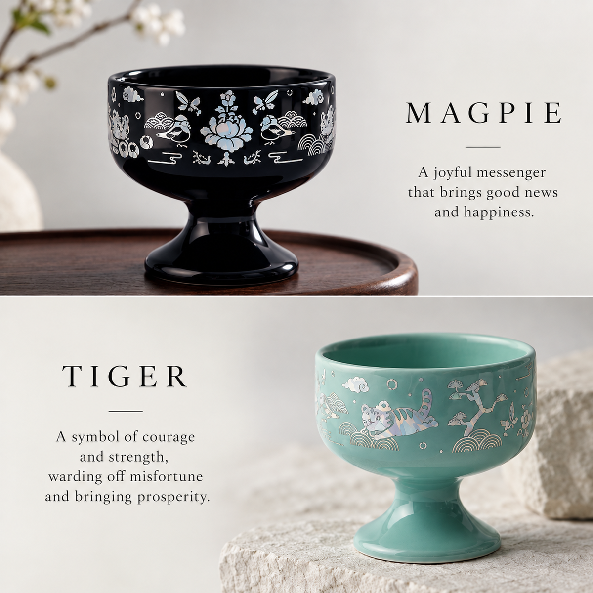 Tiger Inlay Pattern Ceramic Goblet