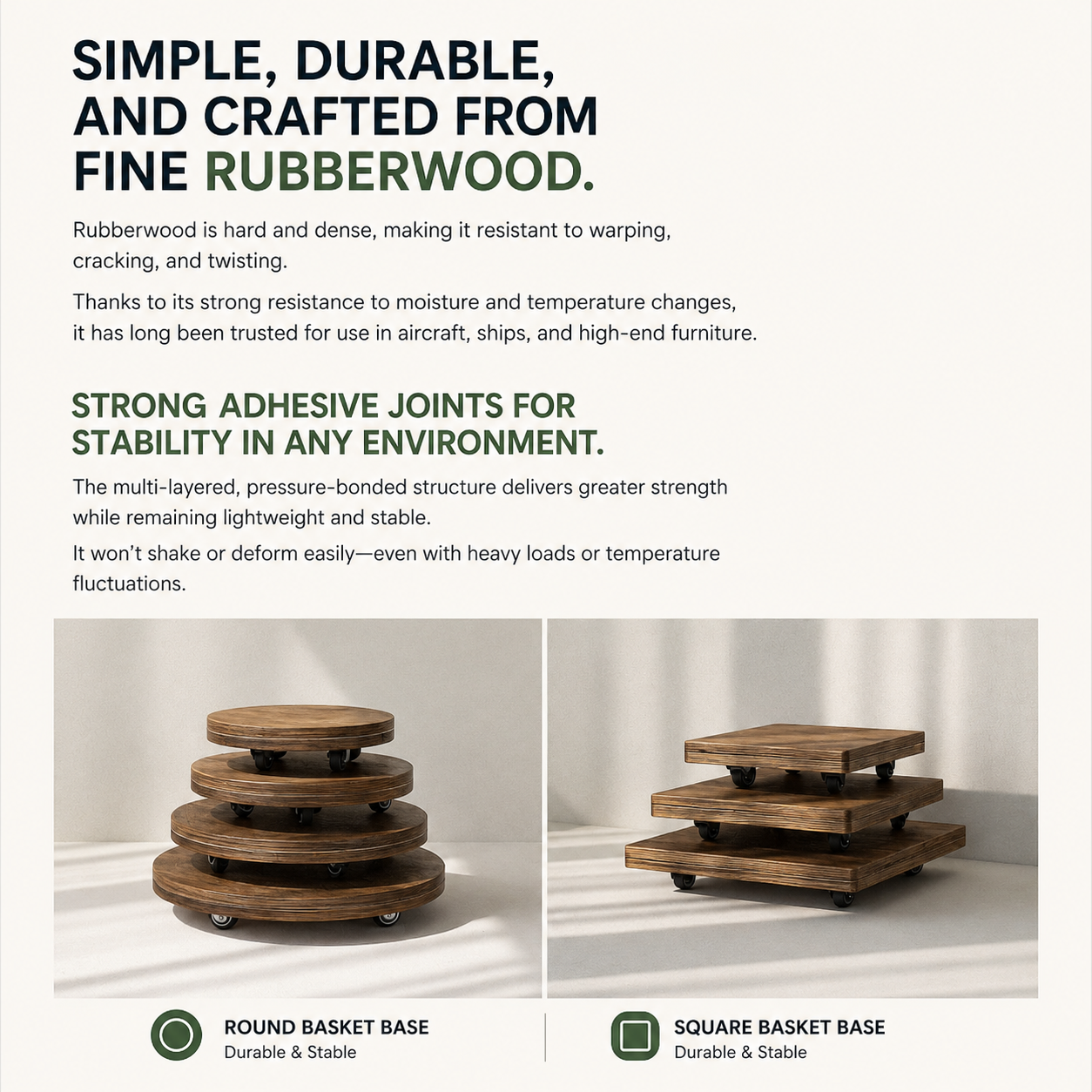 Wood Rolling Plant Caddy
