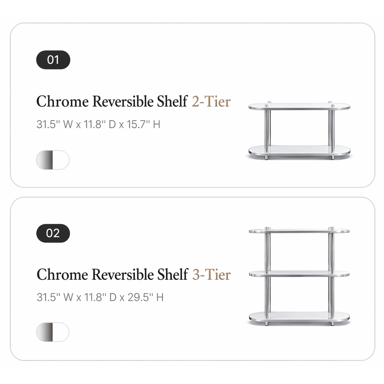 Urban Chrome Reversible Shelf