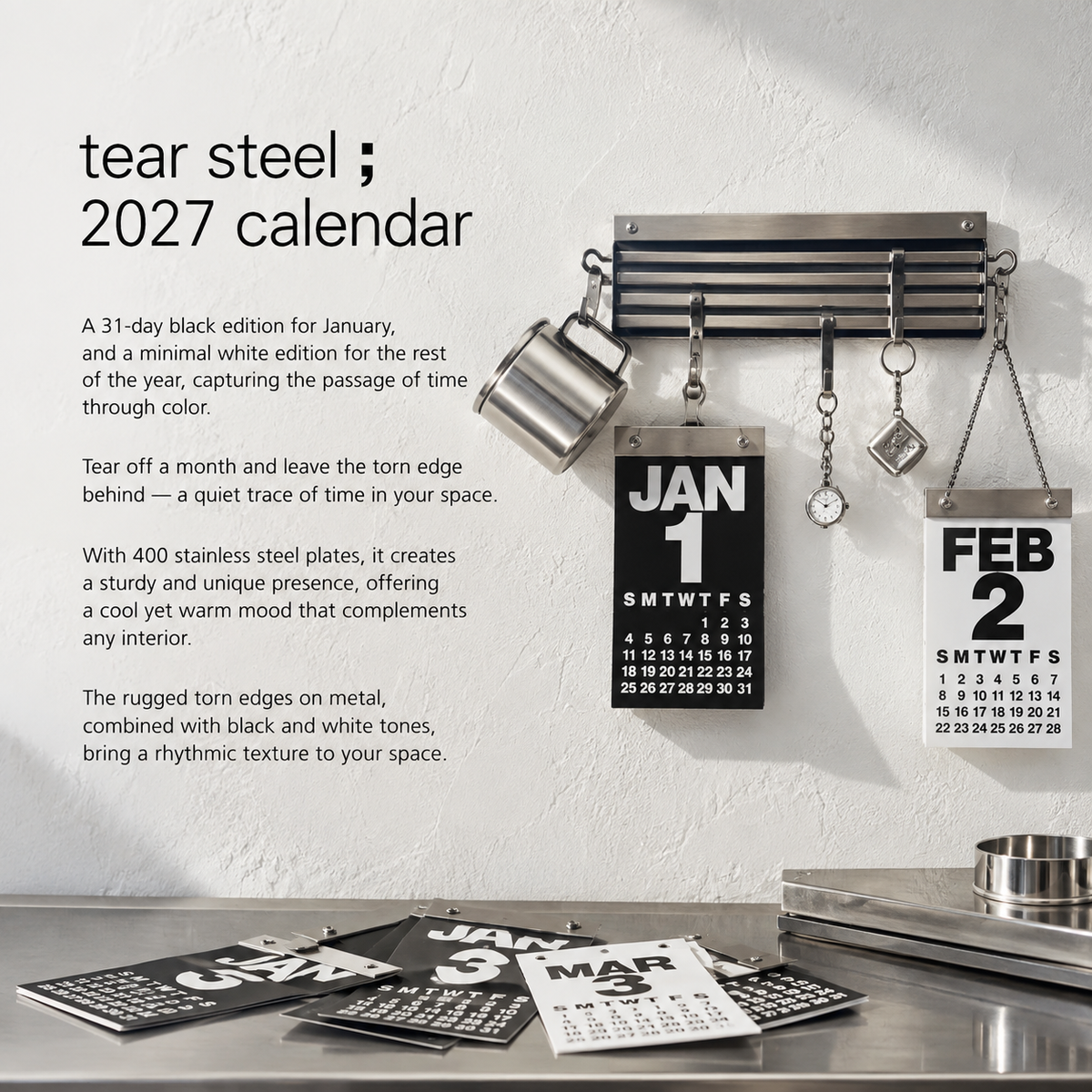 2027 Industrial Metal Tear-Off Calendar