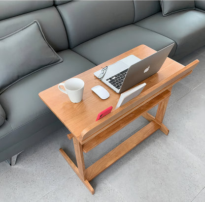 Wood Sofa Side Table with Raised Edge