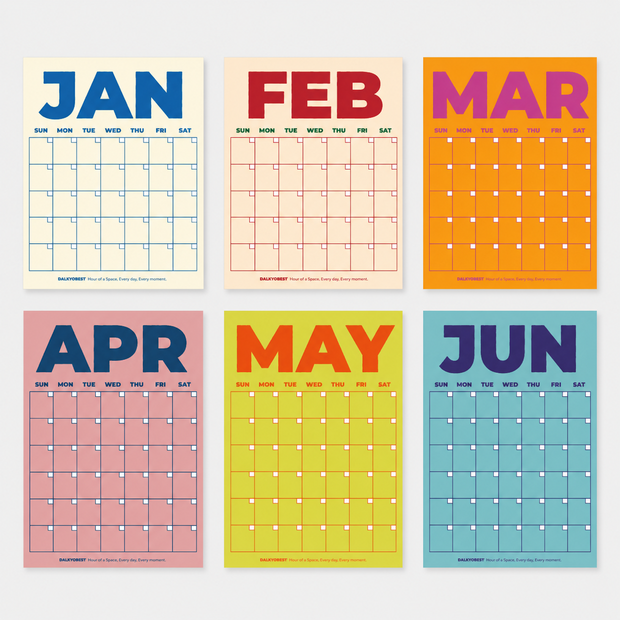 Color Block Perpetual Wall Calendar