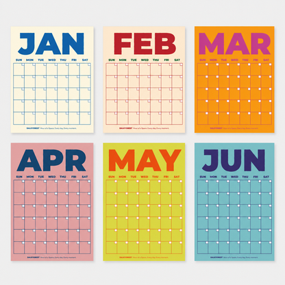 Color Block Perpetual Wall Calendar
