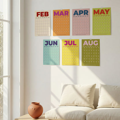 Color Block Perpetual Wall Calendar