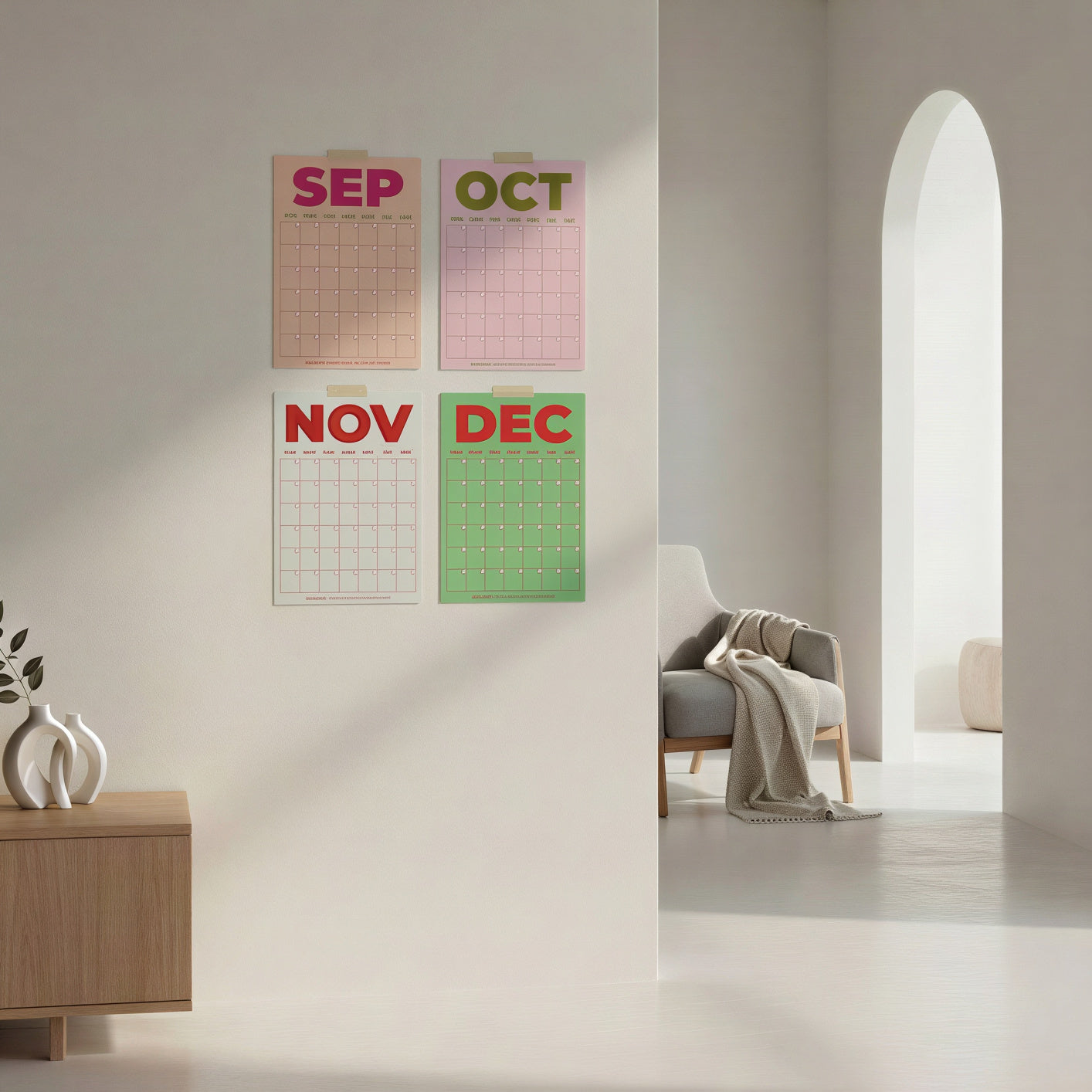 Color Block Perpetual Wall Calendar