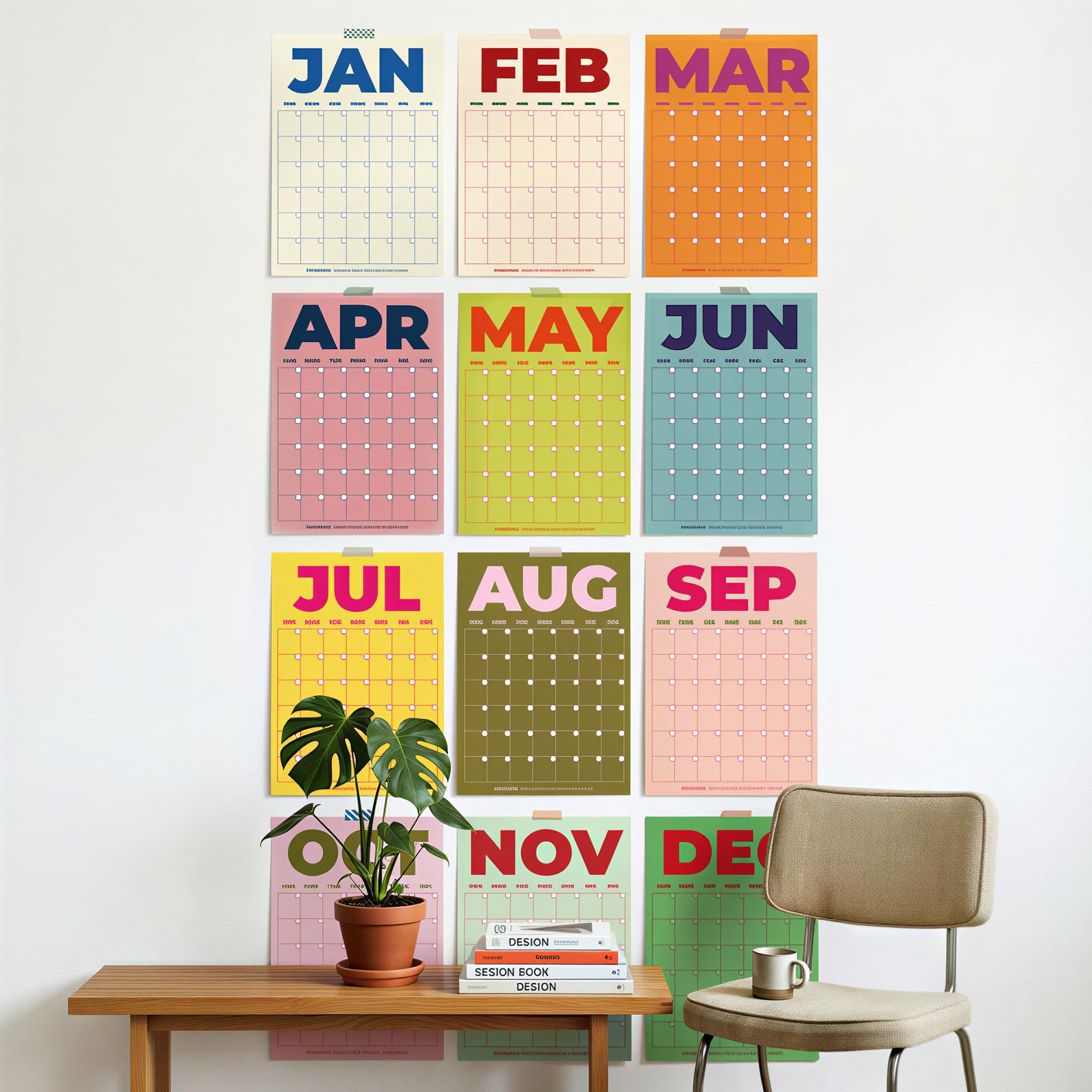 Color Block Perpetual Wall Calendar